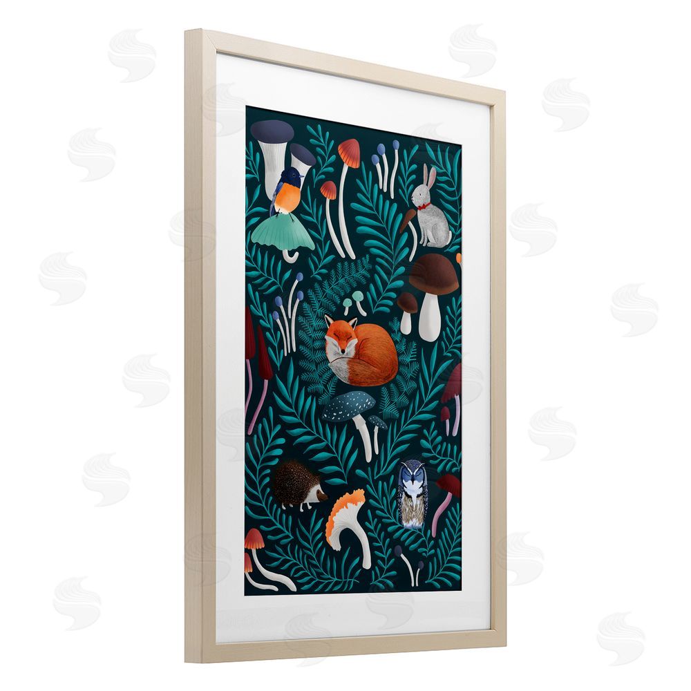 Metka Hiti Woodland Animals & Botanical Sprigs Brown Framed Print Under Glass Wall Art