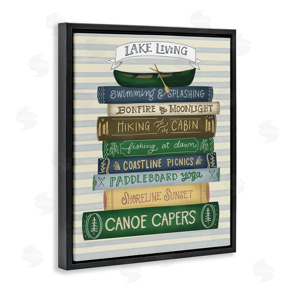 Giao Williams Lake Living Books Black Floating Frame Canvas Wall Art Print