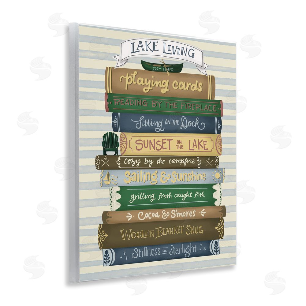 Giao Williams Lake Living Book Stack Wooden Wall Plaque Art Print