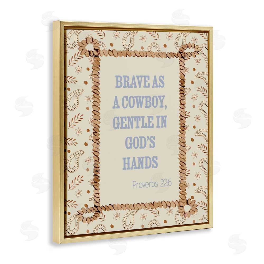Nina Jacobs Brave As A Cowboy In Faith Gold Floating Frame Canvas Wall Art Print