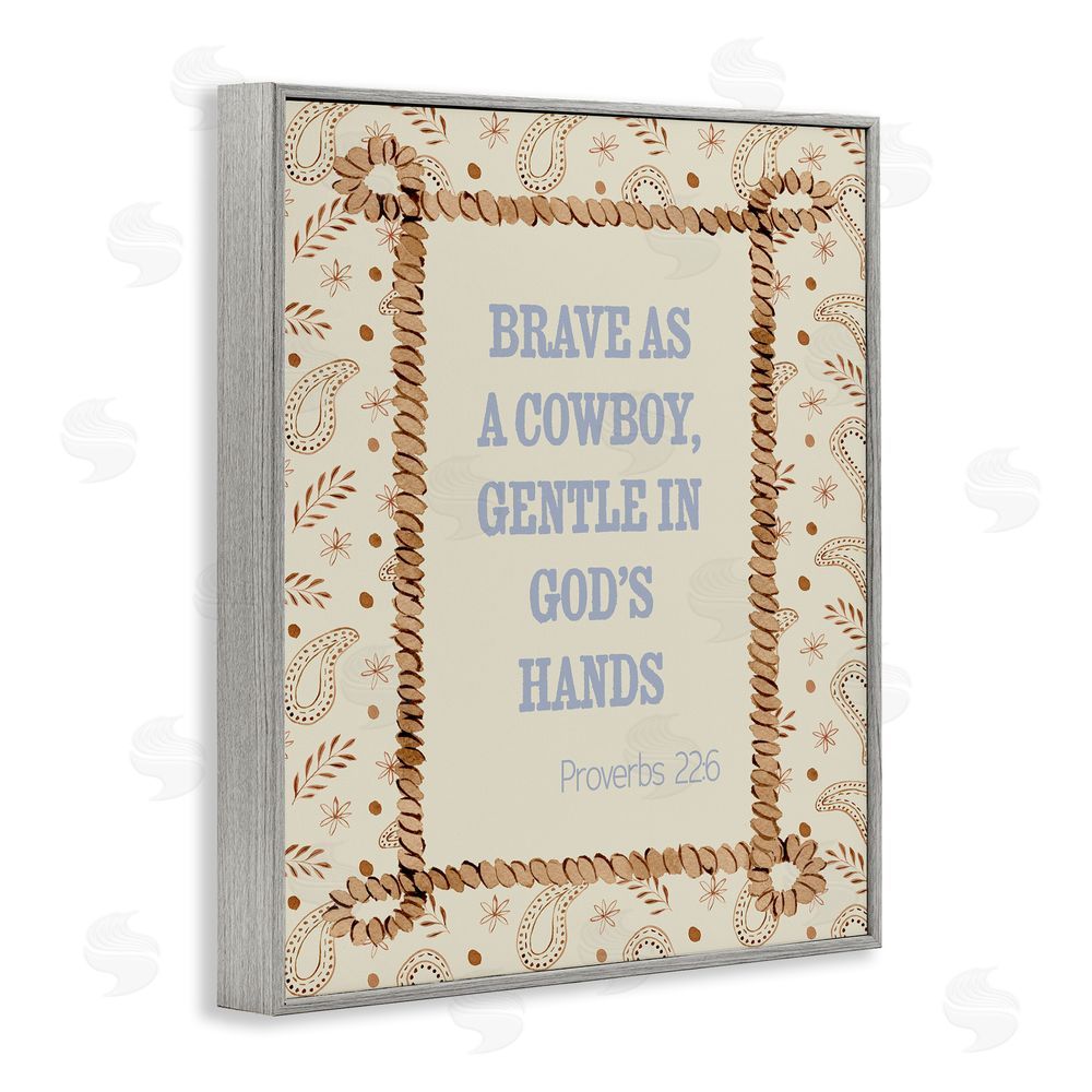 Nina Jacobs Brave As A Cowboy In Faith Gray Framed Giclee Wall Art Print
