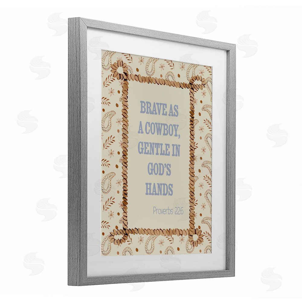 Nina Jacobs Brave As A Cowboy In Faith Gray Framed Print Under Glass Wall Art