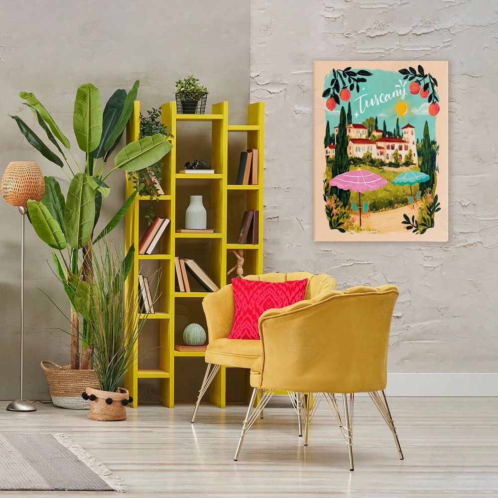 Yen Fruit Bordered Tuscany Stretched Canvas Wall Art Print in Room