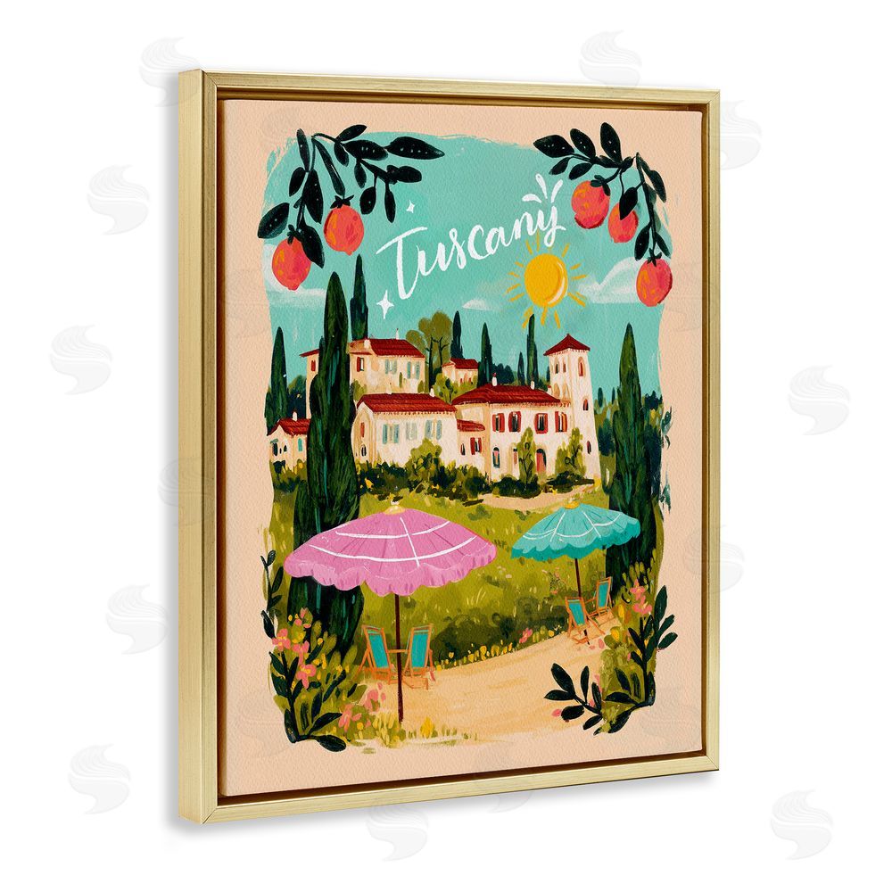 Yen Fruit Bordered Tuscany Gold Floating Frame Canvas Wall Art Print