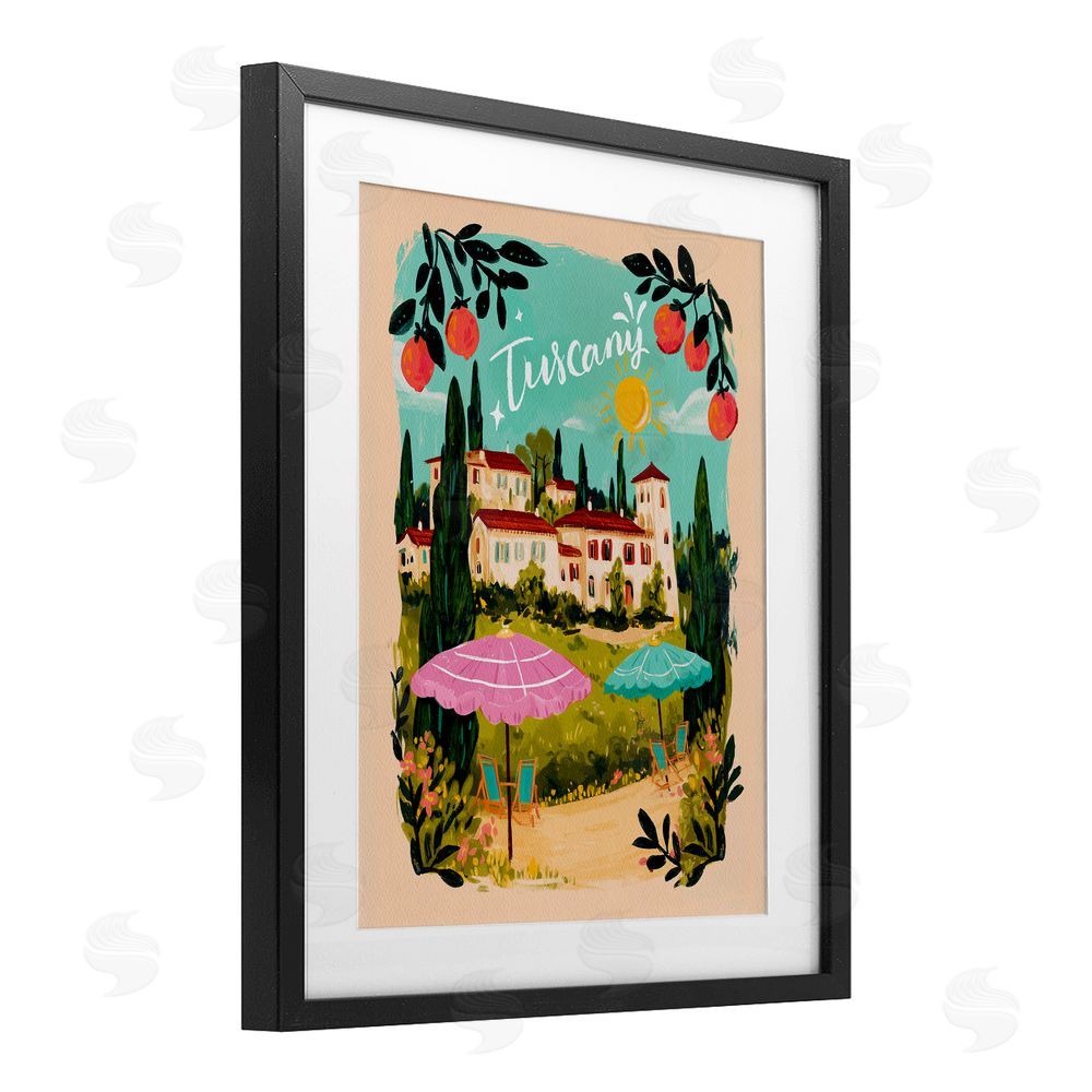 Yen Fruit Bordered Tuscany Black Framed Print Under Glass Wall Art