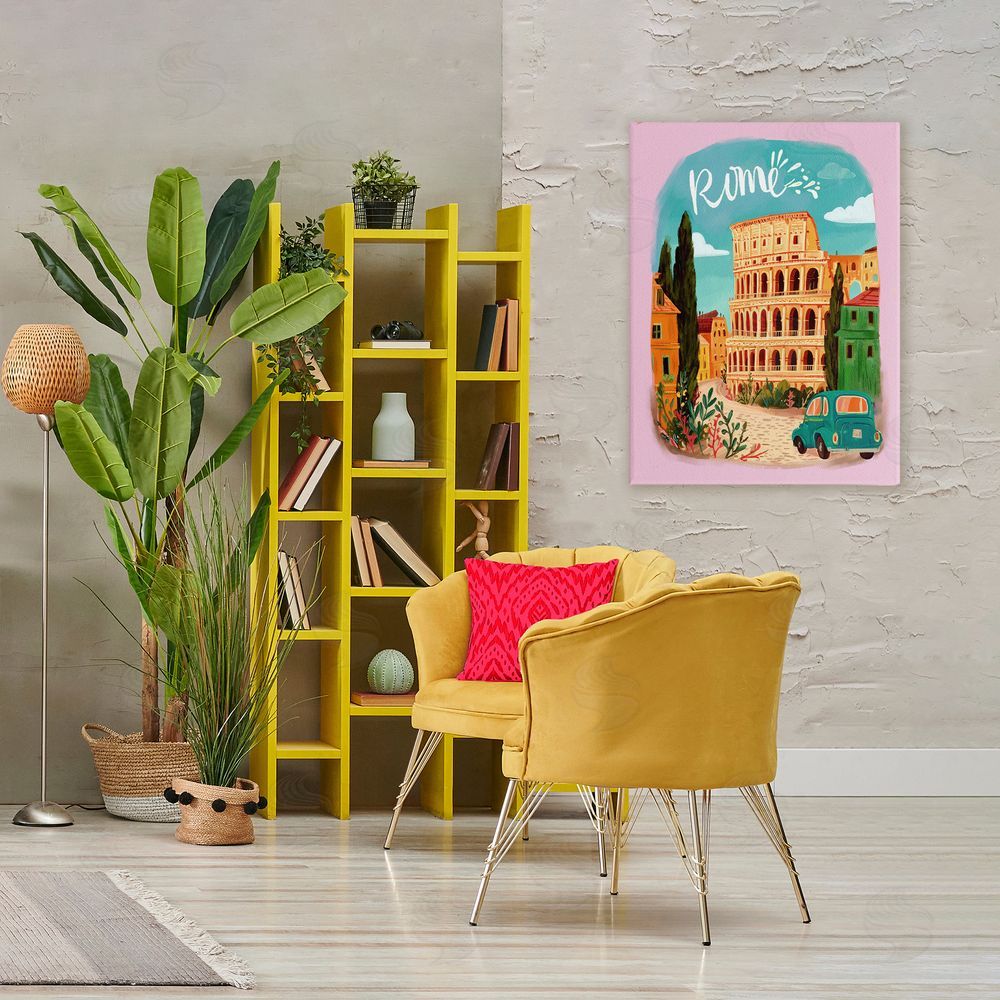 Yen Rome Travel Spot Architecture Stretched Canvas Wall Art Print in Room