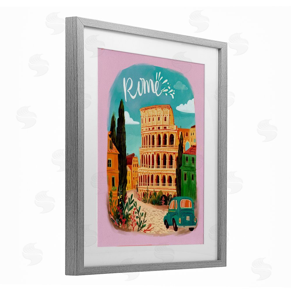 Yen Rome Travel Spot Architecture Gray Framed Print Under Glass Wall Art