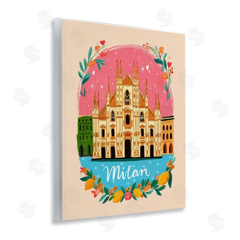 Yen Floral Bordered Milan Wooden Wall Plaque Art Print