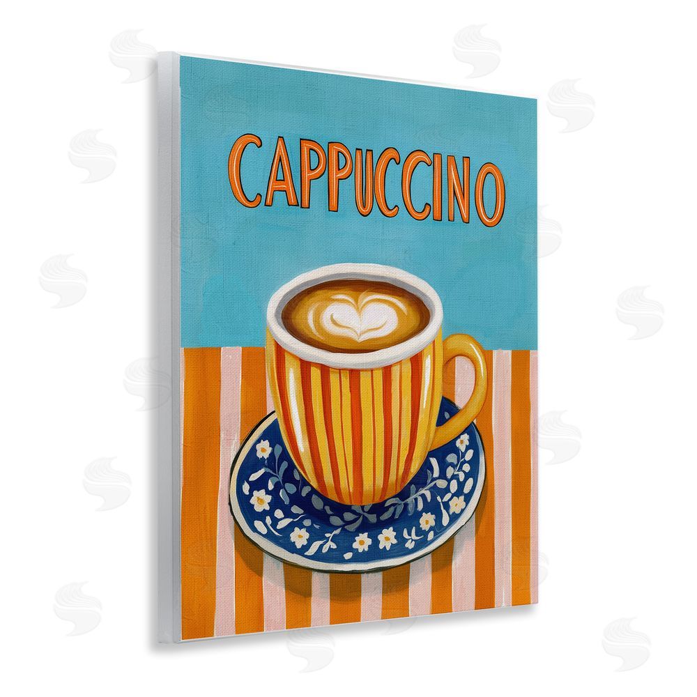 Yen Cappuccino Stripes Blue & Orange Wooden Wall Plaque Art Print