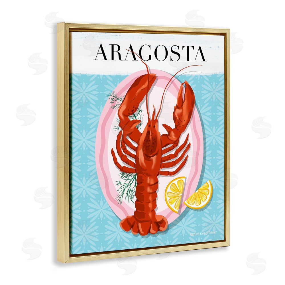 Kelley Talent Aragosta Lobster Dish Gold Floating Frame Canvas Wall Art Print