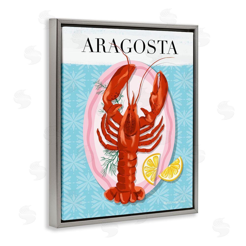 Kelley Talent Aragosta Lobster Dish Gray Floating Frame Canvas Wall Art Print