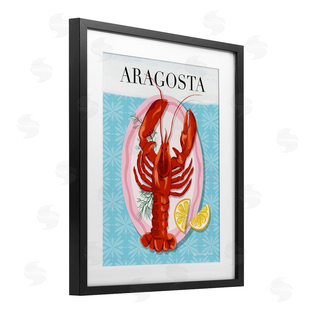 Kelley Talent Aragosta Lobster Dish Black Framed Print Under Glass Wall Art