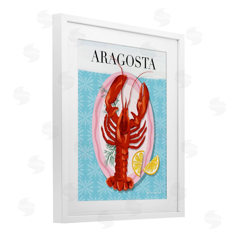 Kelley Talent Aragosta Lobster Dish White Framed Print Under Glass Wall Art