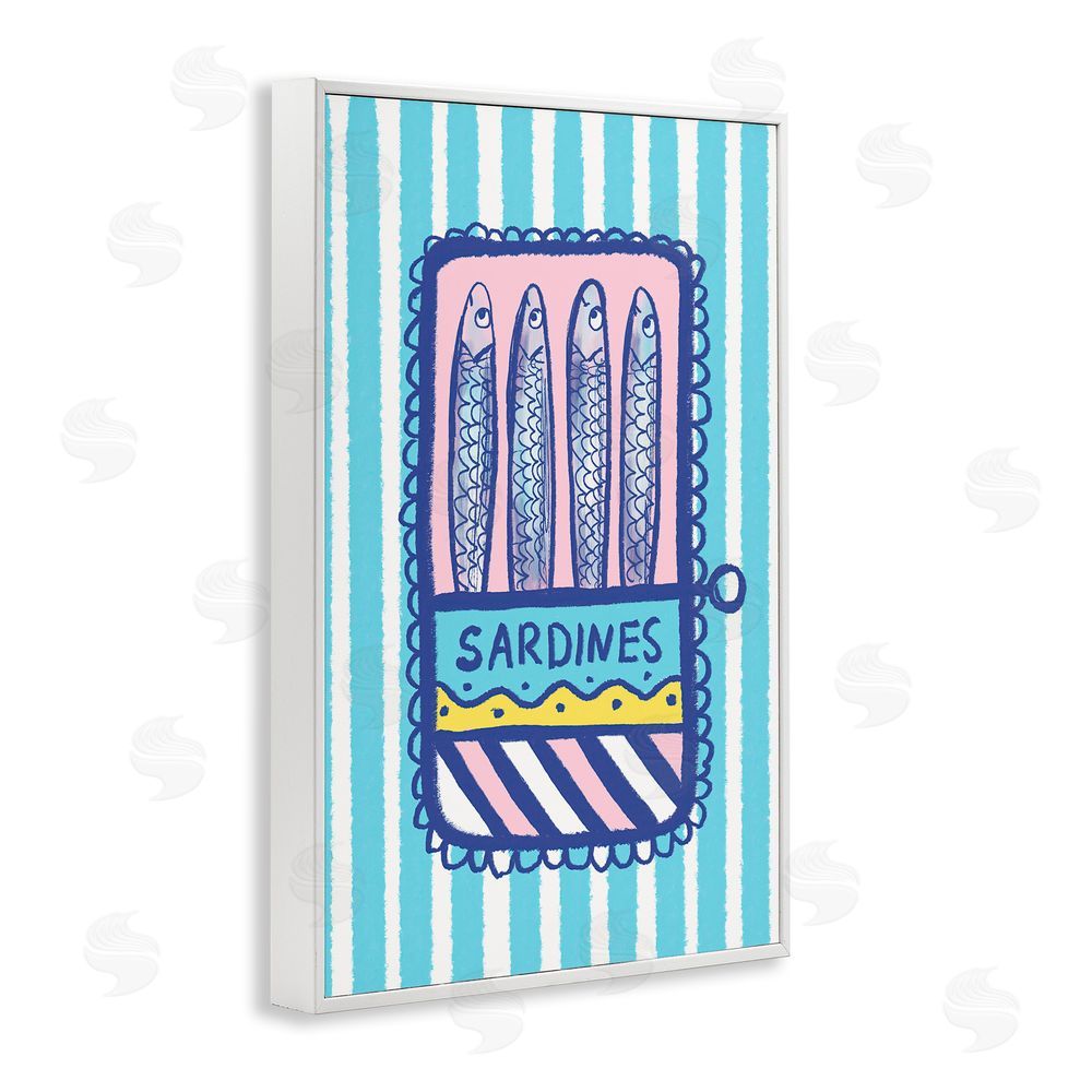 Florentina Dolci Pastel & Stripes Sardines White Framed Giclee Wall Art Print