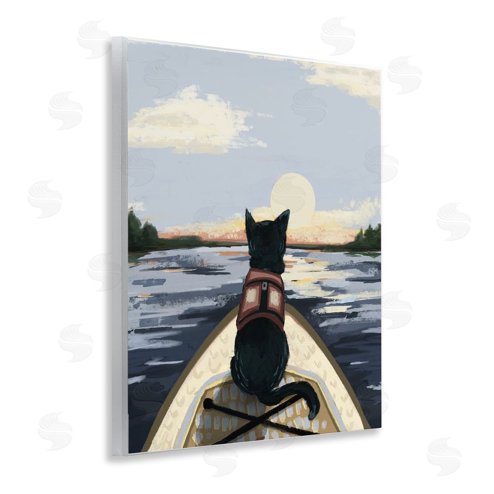 Denise Bartkus Peaceful Cat Viewing Lake Wooden Wall Plaque Art Print