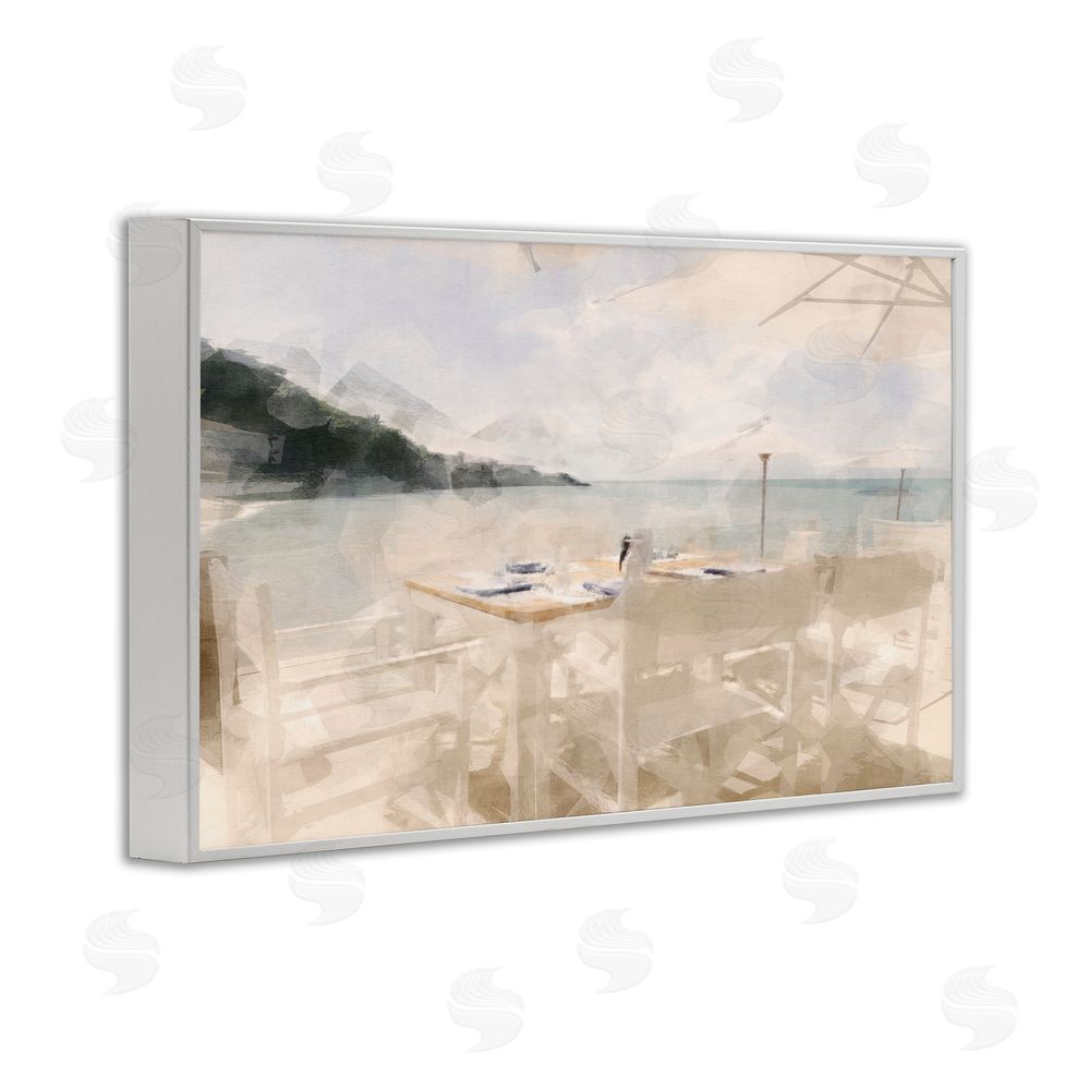 Noah Bay Table By The Sea White Framed Giclee Wall Art Print
