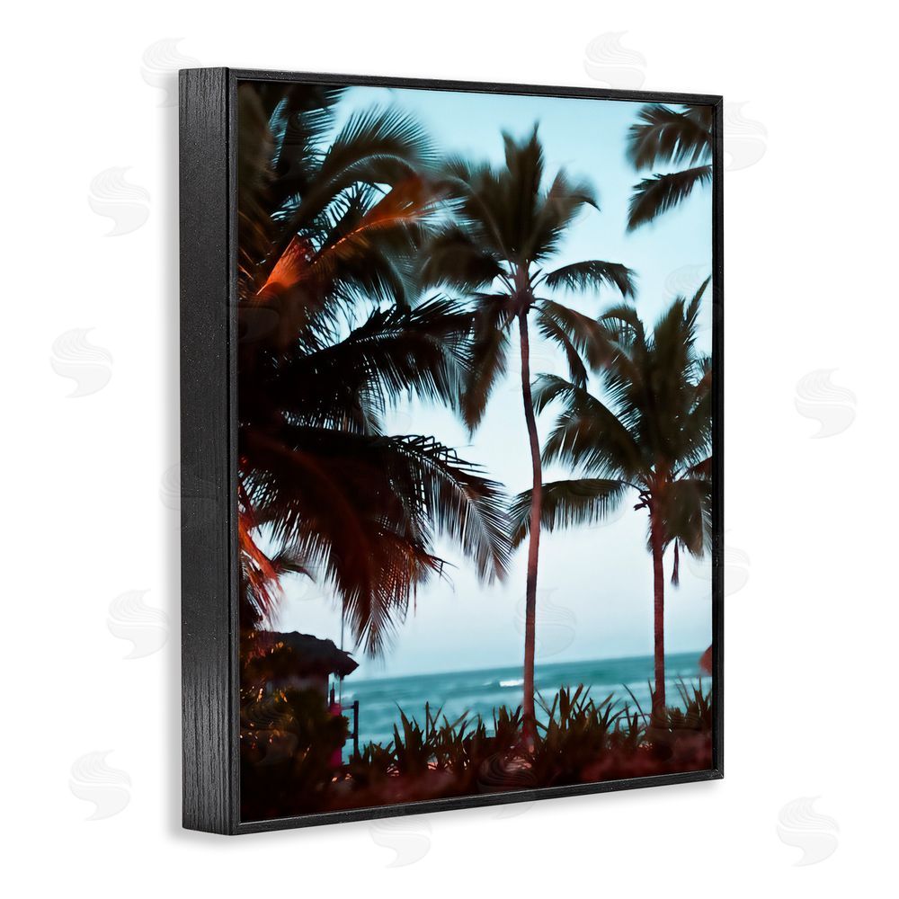 Noah Bay Shady Palms Beachfront Black Framed Giclee Wall Art Print