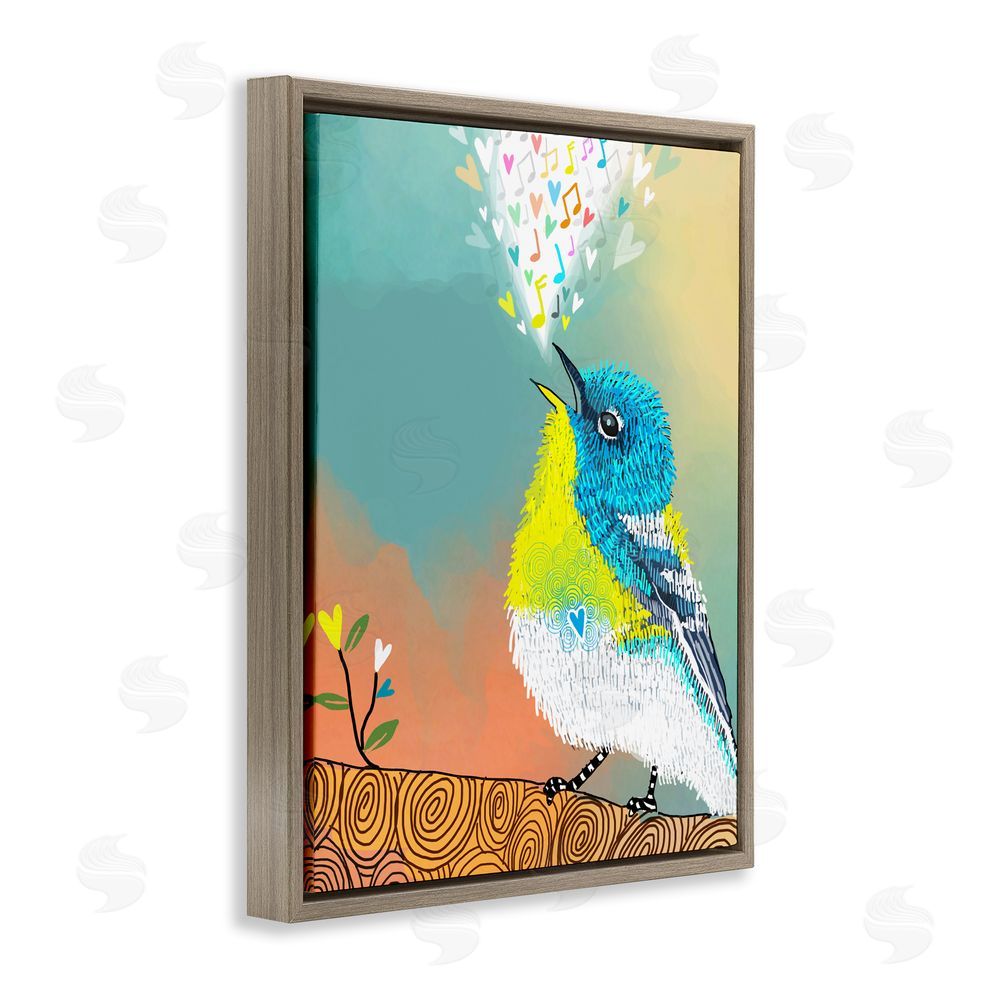 Suzanne Millius Dream Chaser Songbird Brown Floating Frame Canvas Wall Art Print