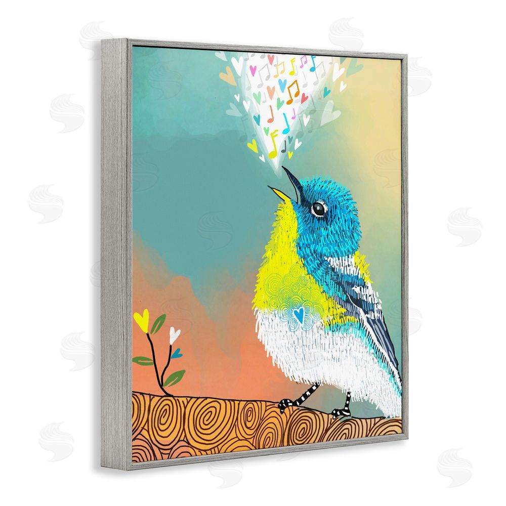Suzanne Millius Dream Chaser Songbird Gray Framed Giclee Wall Art Print