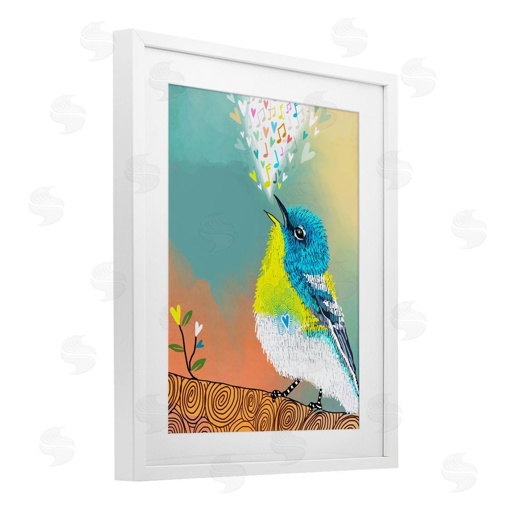 Suzanne Millius Dream Chaser Songbird White Framed Print Under Glass Wall Art