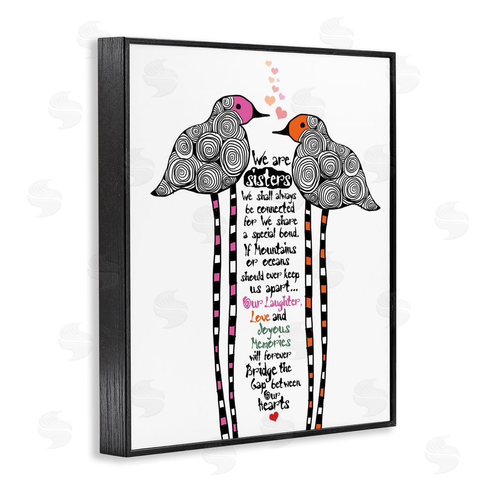 Suzanne Millius We Are Sisters Bird Duo Black Framed Giclee Print Wall Art