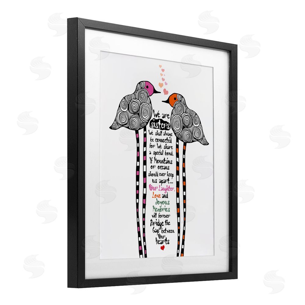 Suzanne Millius We Are Sisters Bird Duo Black Framed Print Under Glass Wall Art