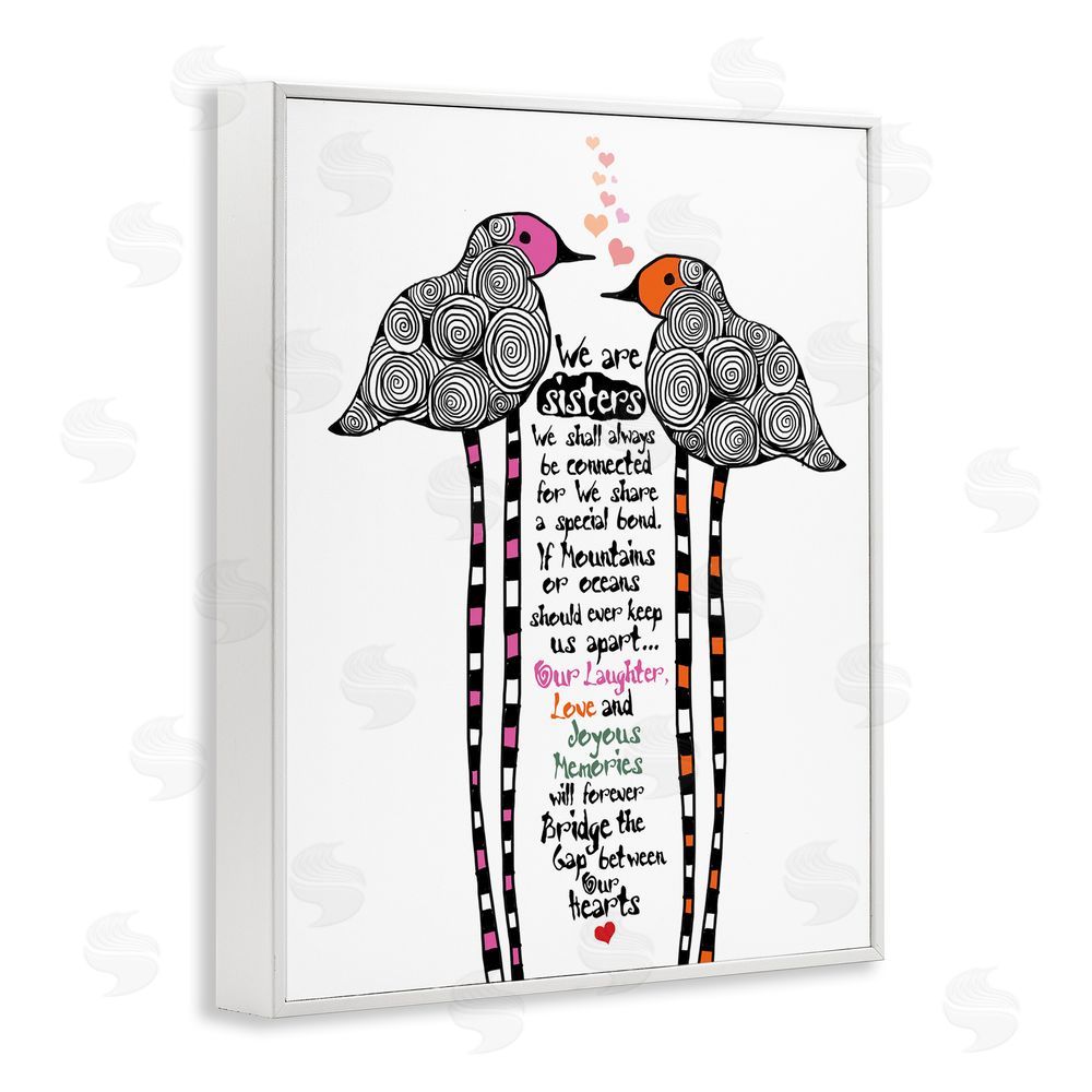 Suzanne Millius We Are Sisters Bird Duo White Framed Giclee Print Wall Art