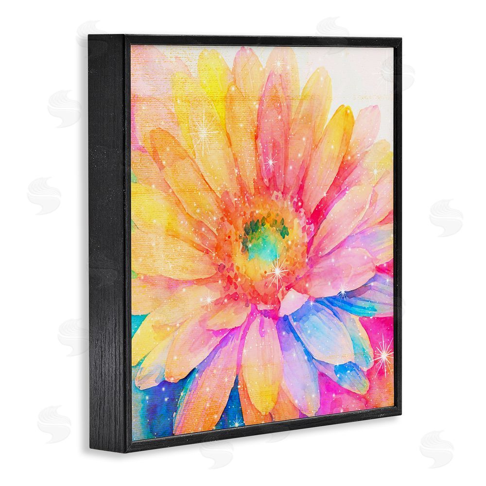Vibelicious Bloomtopia Shimmer Blossom Black Framed Giclee Wall Art Print