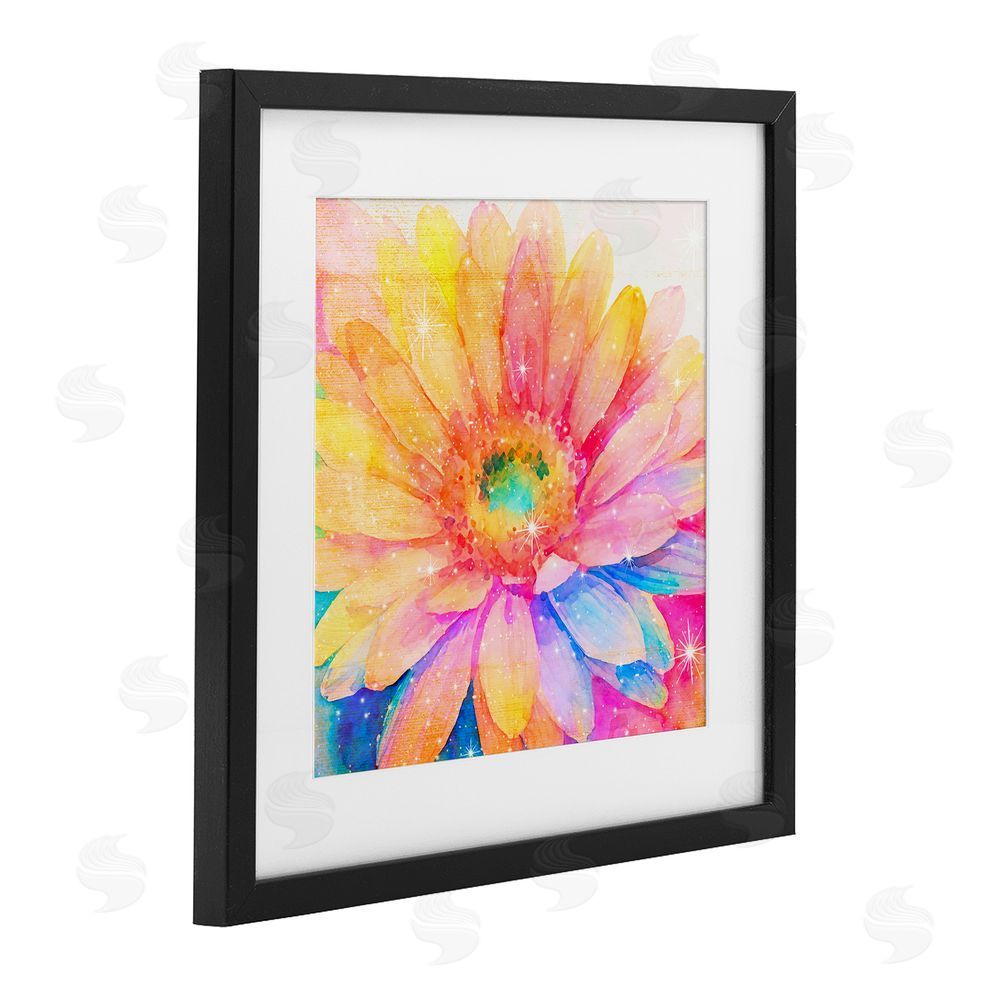 Vibelicious Bloomtopia Shimmer Blossom Black Framed Print Under Glass with Matting Wall Art