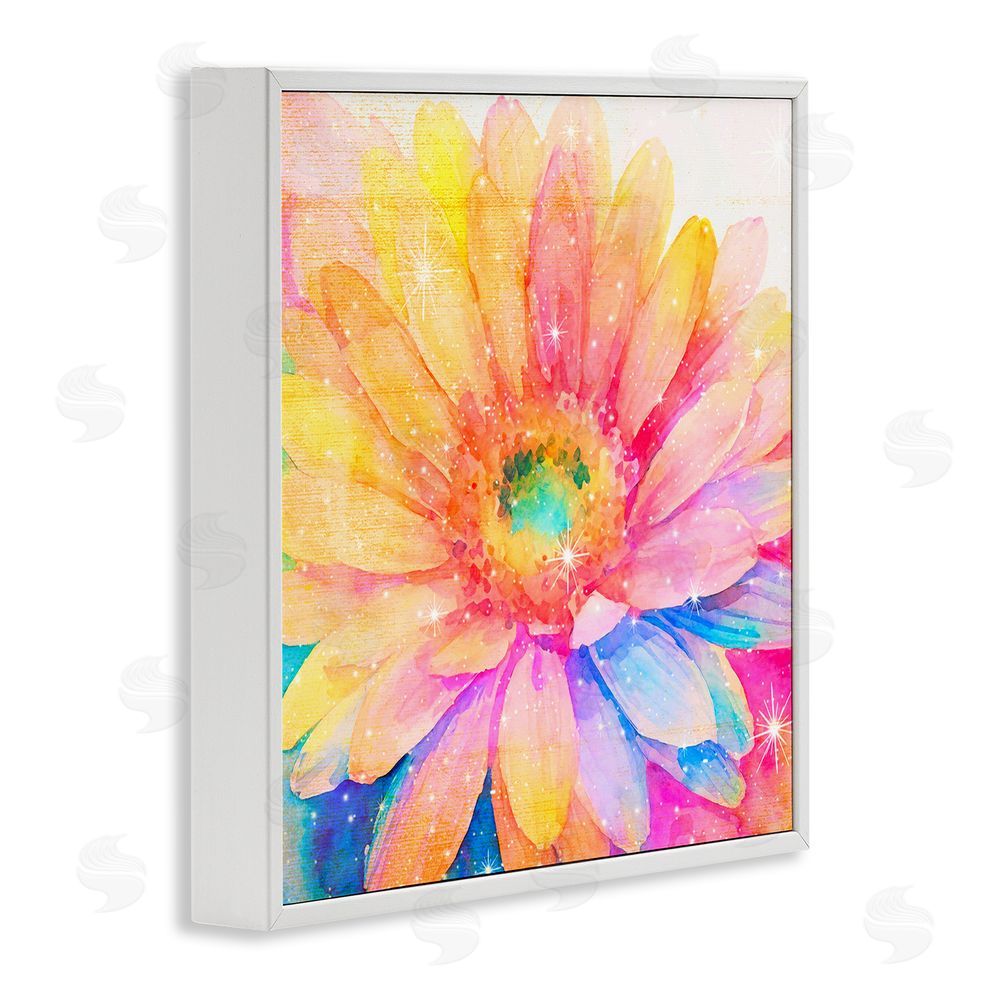 Vibelicious Bloomtopia Shimmer Blossom White Framed Giclee Wall Art Print