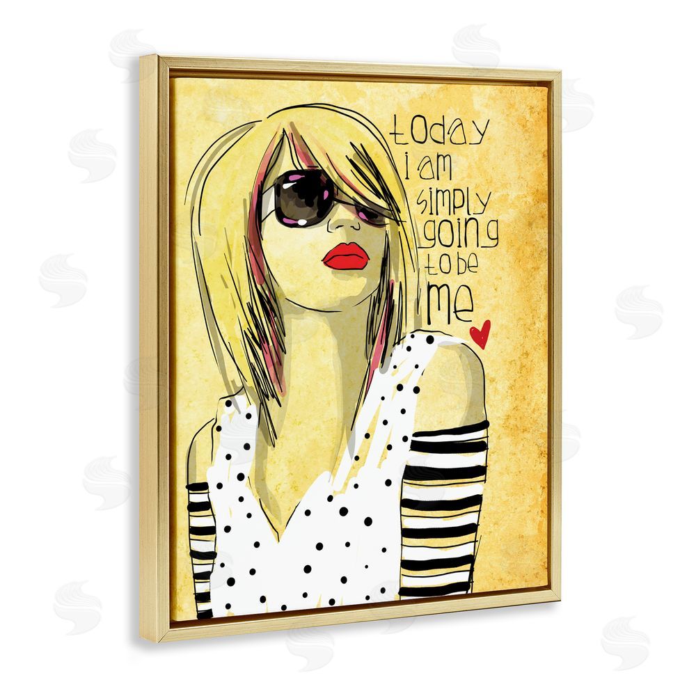 Suzanne Millius Today I Am Simply Me Gold Floating Framed Canvas Wall Art Print