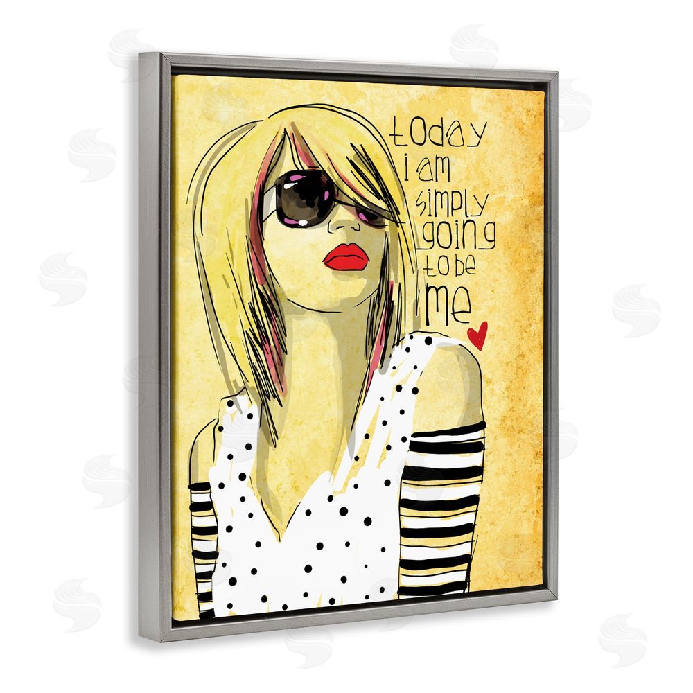 Suzanne Millius Today I Am Simply Me Gray Floating Framed Canvas Wall Art Print