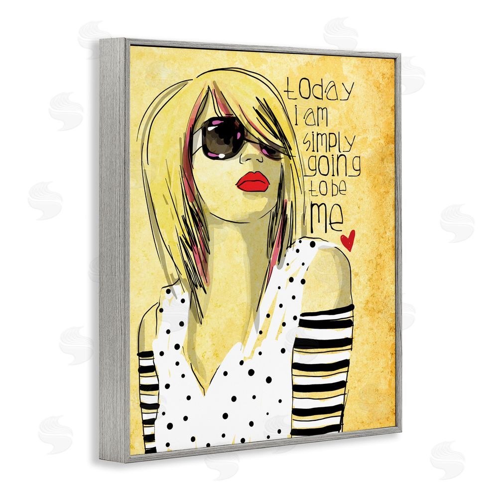 Suzanne Millius Today I Am Simply Me Gray Framed Giclee Wall Art Print