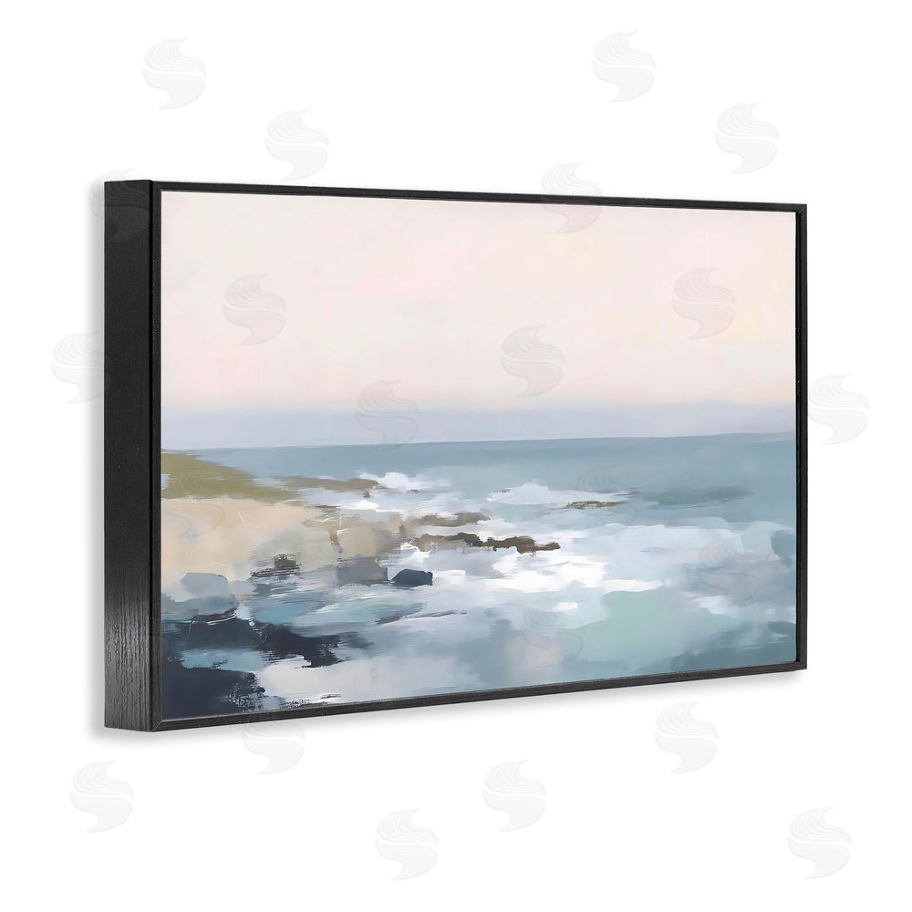 Creative Studio Serene Coastal Ocean Scene Black Framed Giclee Wall Art Print