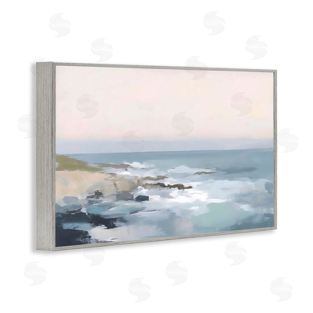 Creative Studio Serene Coastal Ocean Scene Gray Framed Giclee Wall Art Print
