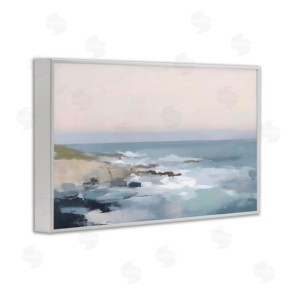 Creative Studio Serene Coastal Ocean Scene White Framed Giclee Wall Art Print