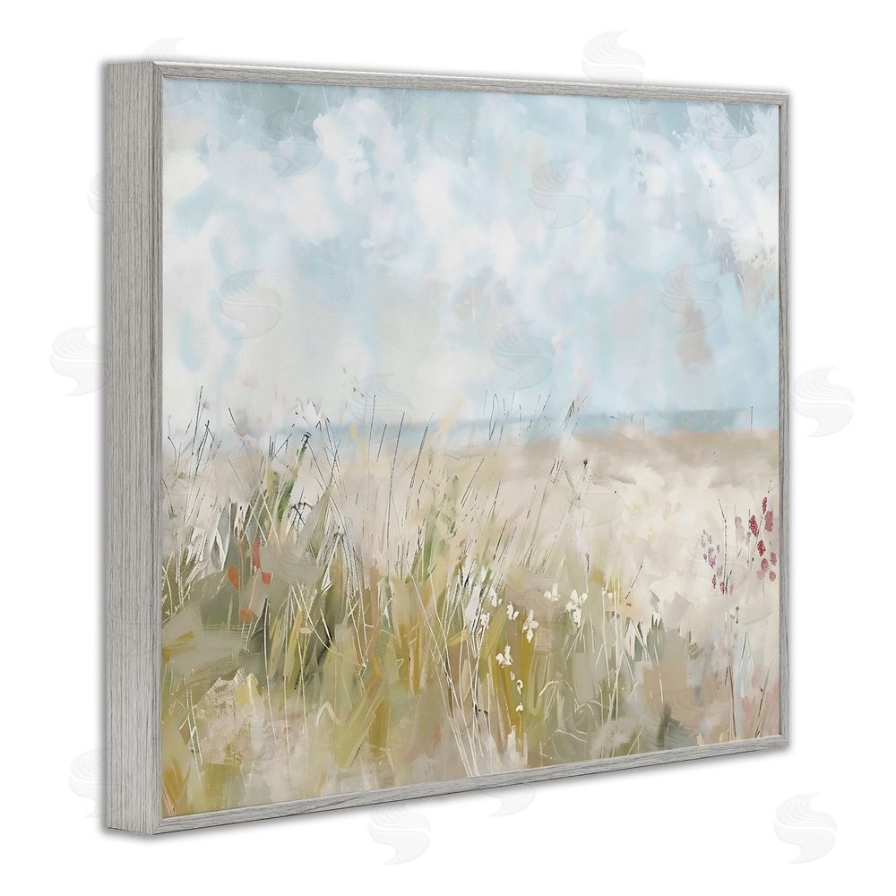 Creative Studio Flowers By The Ocean Gray Framed Giclee Wall Art