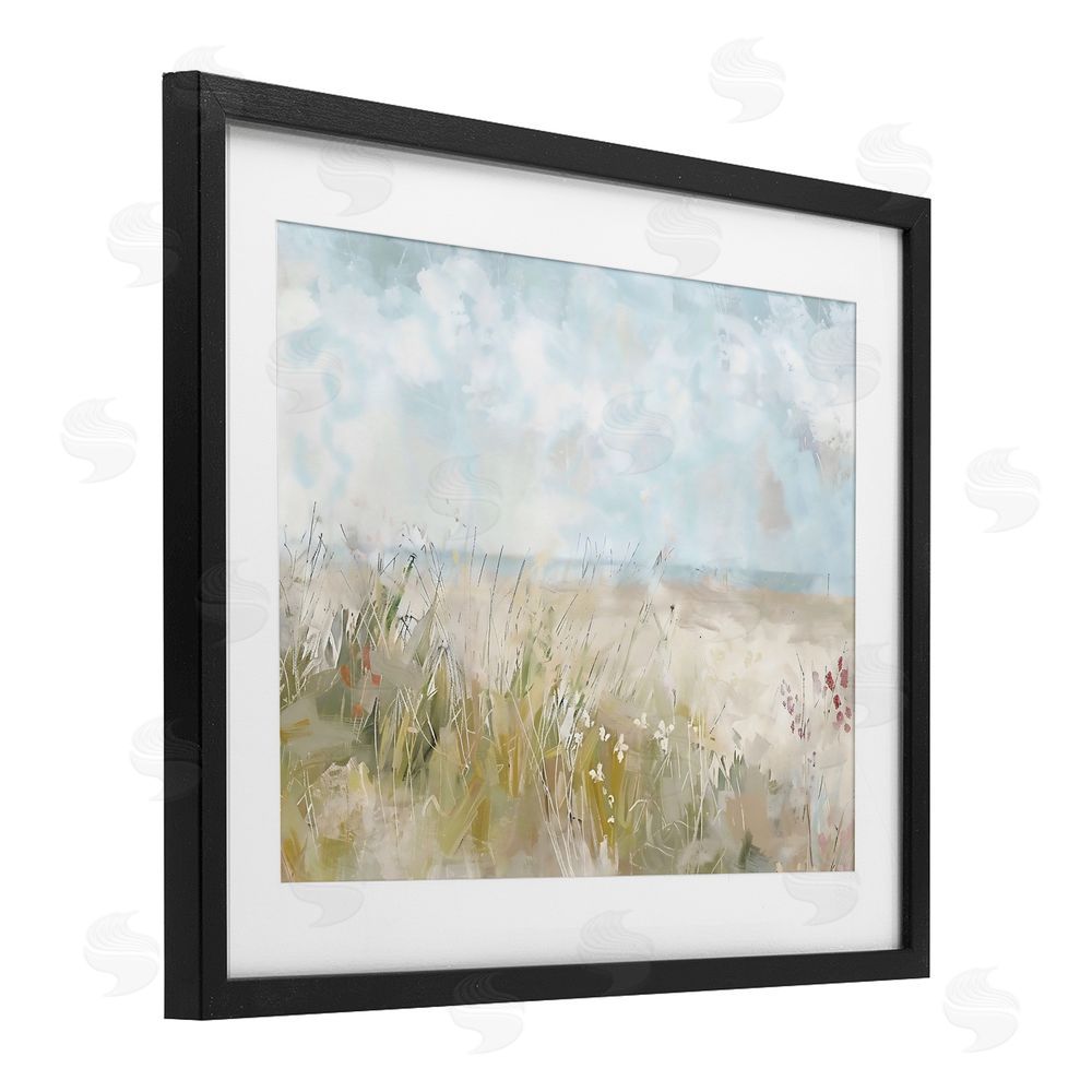 Creative Studio Flowers By The Ocean Black Framed Print Under Glass Wall Art