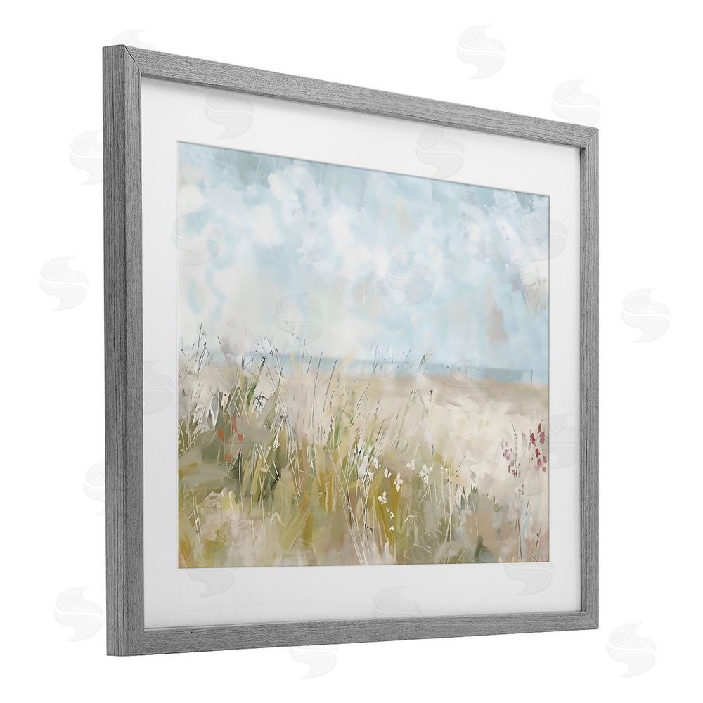 Creative Studio Flowers By The Ocean Gray Framed Print Under Glass Wall Art