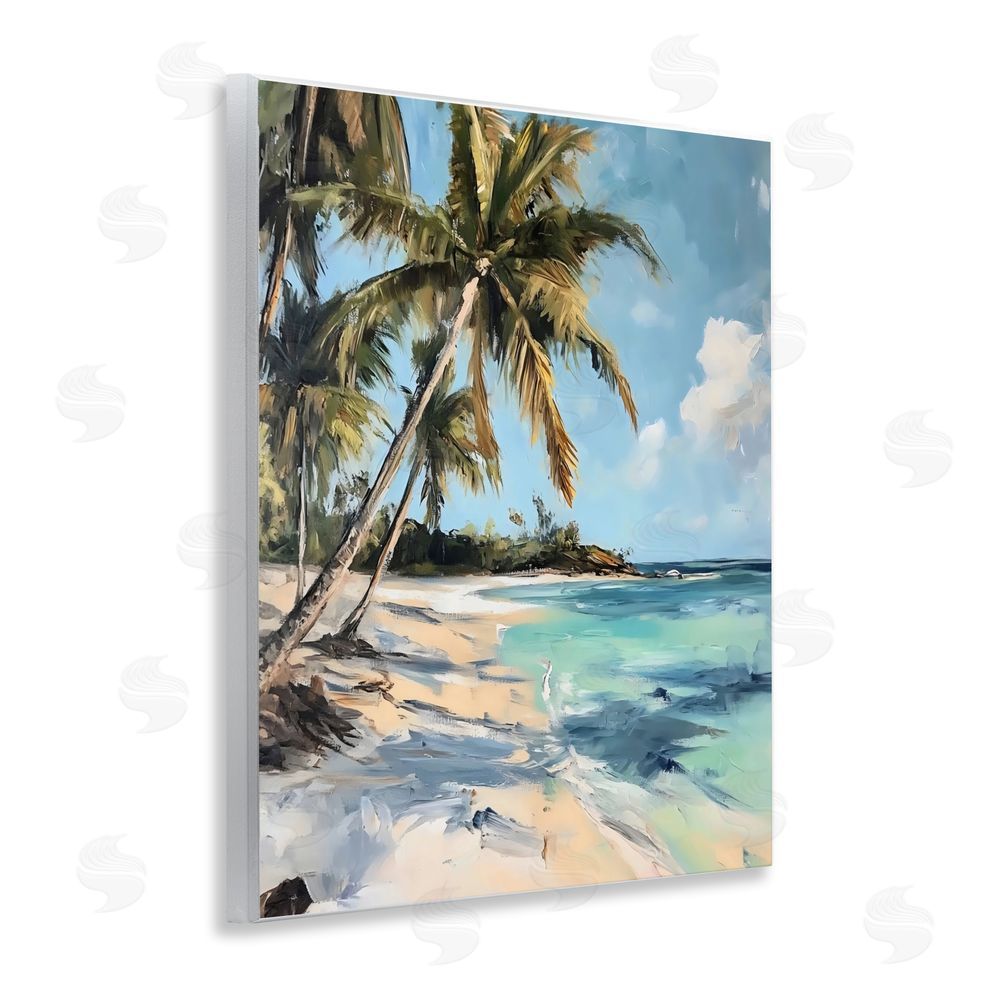 Franklyn Gregory Tropical Coastline Palm Frond Shadows Wall Plaque Printed Art