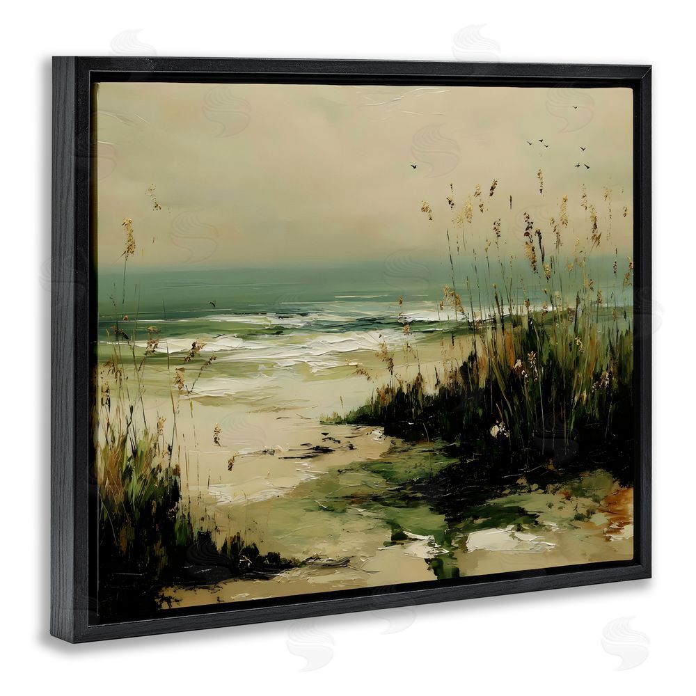 Franklyn Gregory Sea Oats on the Beach Black Floating Framed Canvas Wall Art Print