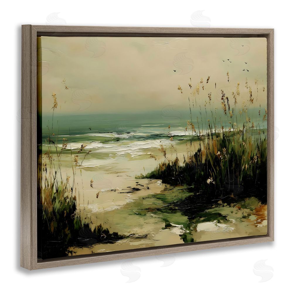 Franklyn Gregory Sea Oats on the Beach Brown Floating Framed Canvas Wall Art Print