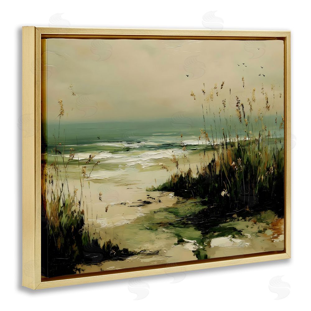 Franklyn Gregory Sea Oats on the Beach Gold Floating Framed Canvas Wall Art Print