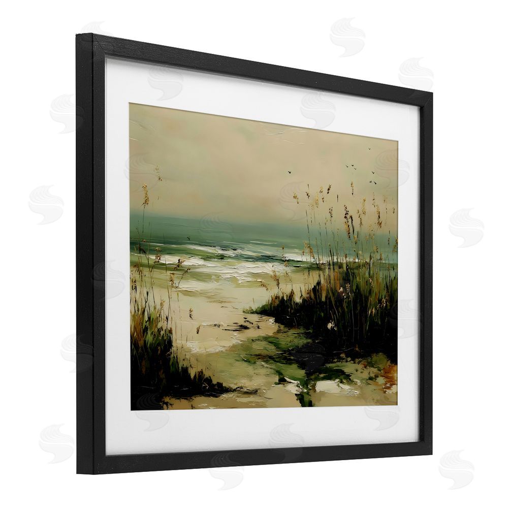 Franklyn Gregory Sea Oats on the Beach Black Framed Print Under Glass with White Mat Wall Art