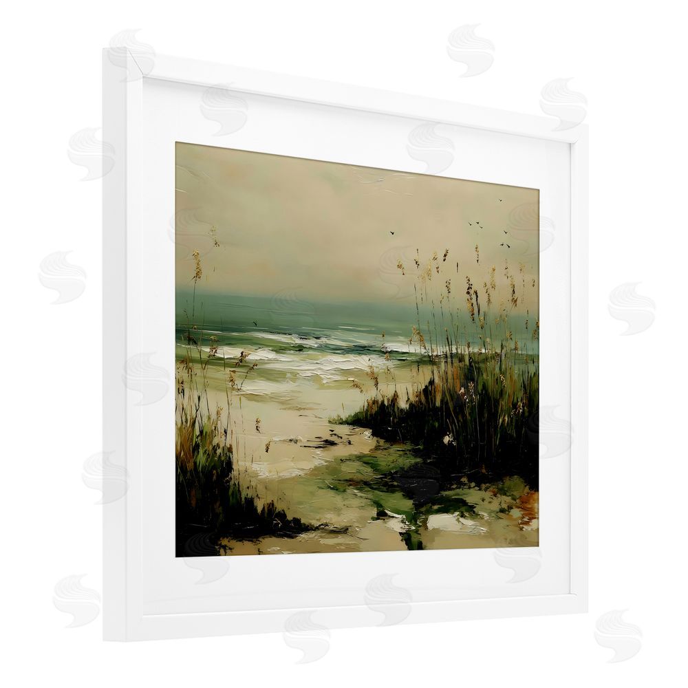 Franklyn Gregory Sea Oats on the Beach White Framed Print Under Glass with White Mat Wall Art