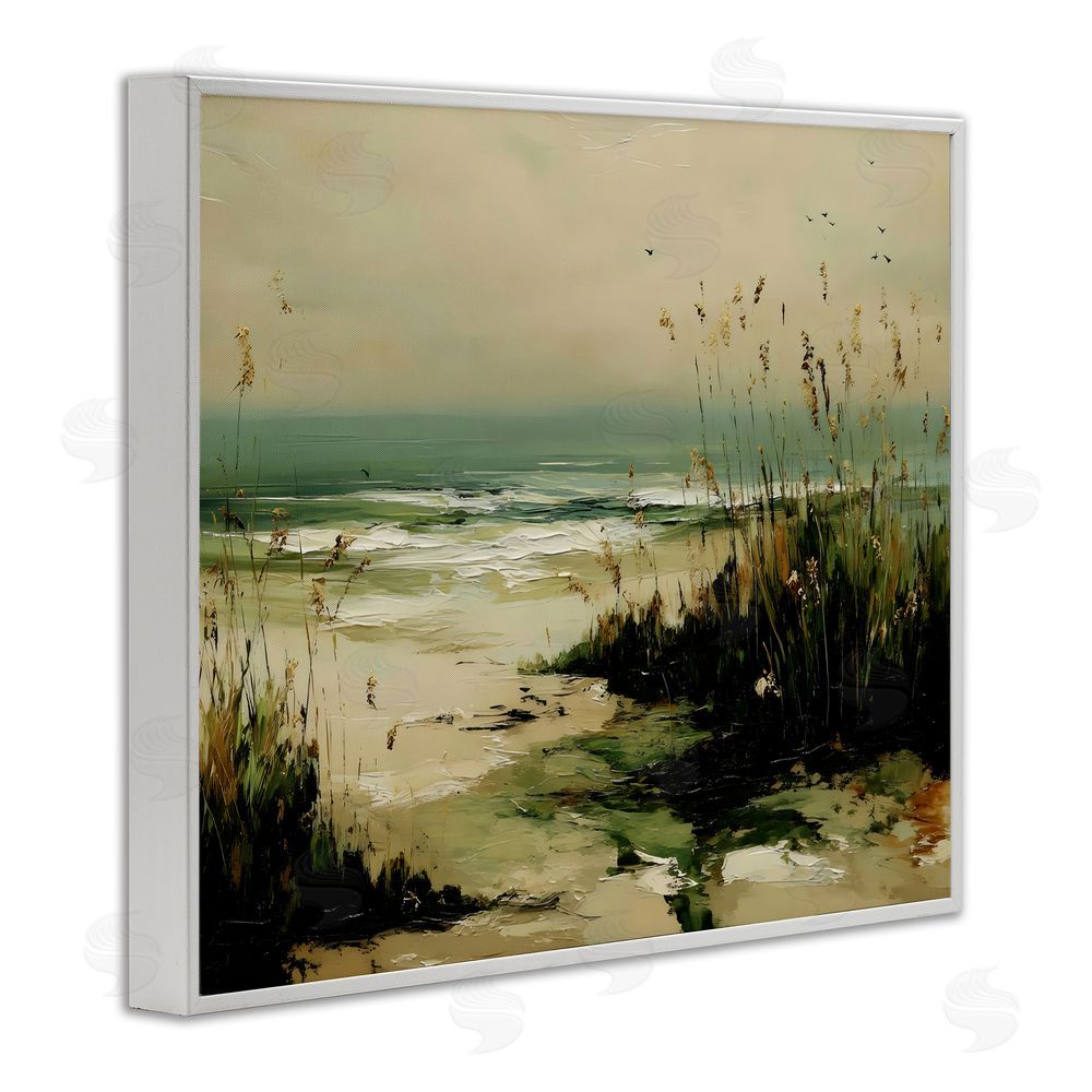 Franklyn Gregory Sea Oats on the Beach White Framed Giclee Wall Art Print