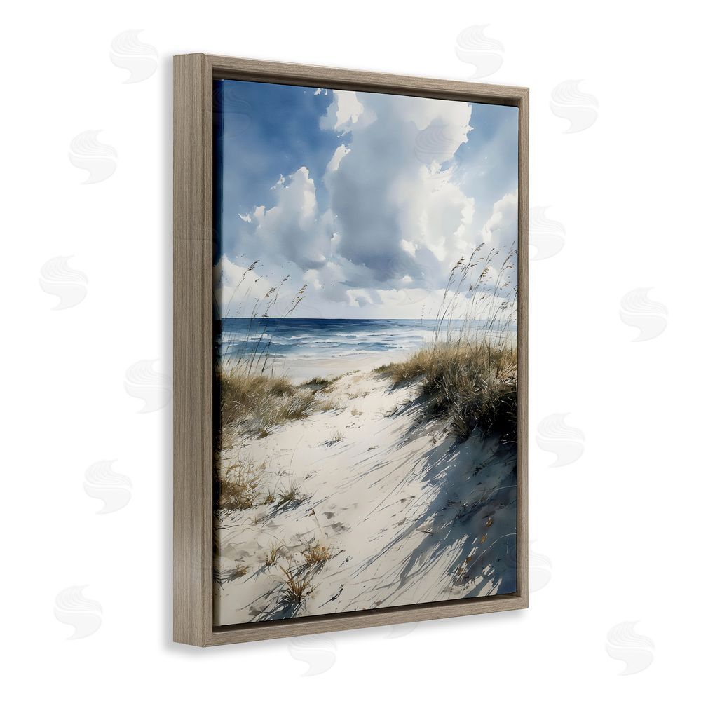 Franklyn Gregory Dune Beach at Midday Brown Floating Frame Canvas Wall Art Print