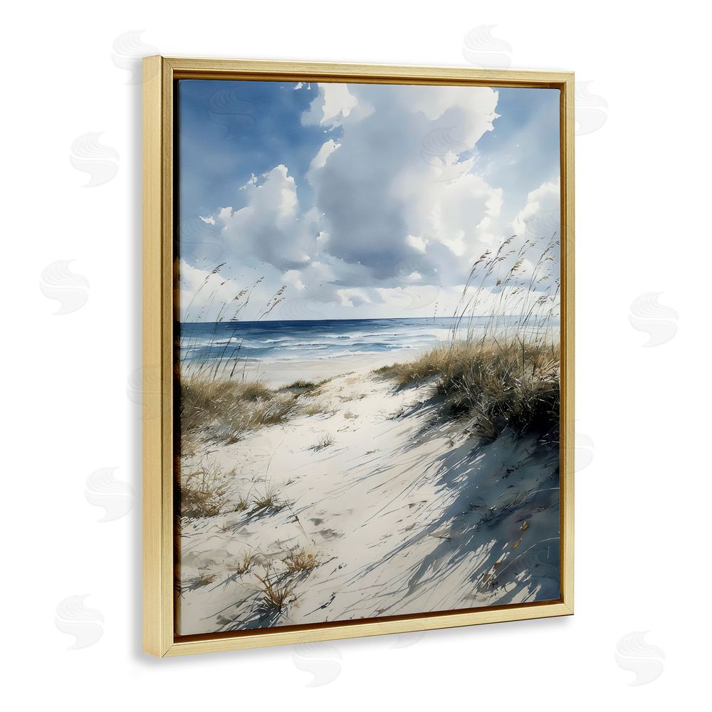 Franklyn Gregory Dune Beach at Midday Gold Floating Frame Canvas Wall Art Print