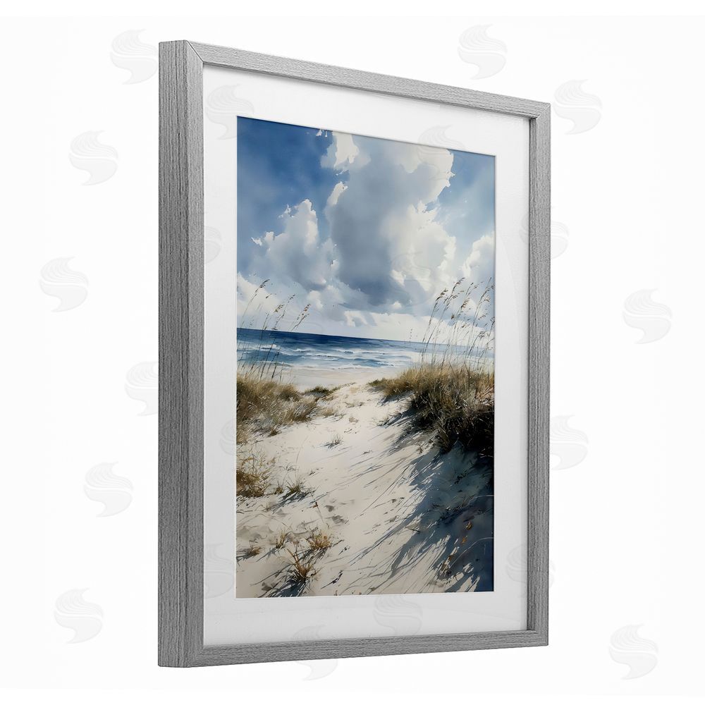 Franklyn Gregory Dune Beach at Midday Gray Framed Print Under Glass Wall Art