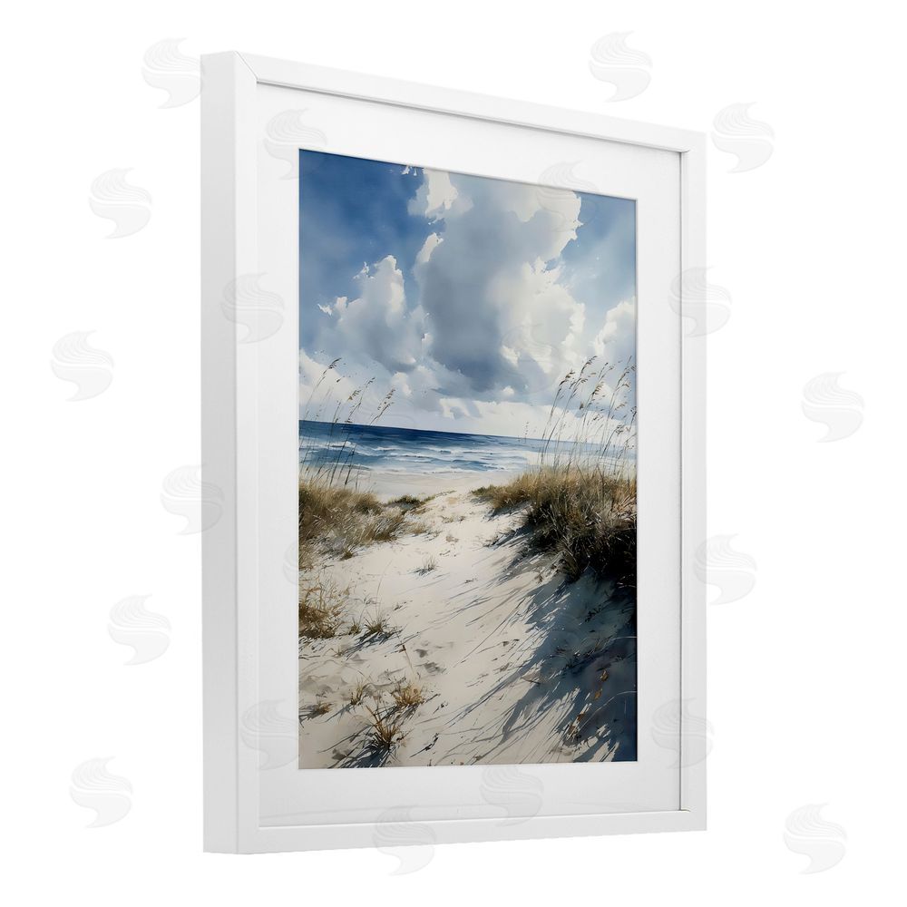 Franklyn Gregory Dune Beach at Midday White Framed Print Under Glass Wall Art
